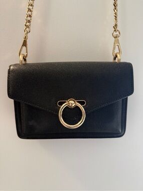 Rebecca Minkoff Black Leather Crossbody with Gold Ring Hardware